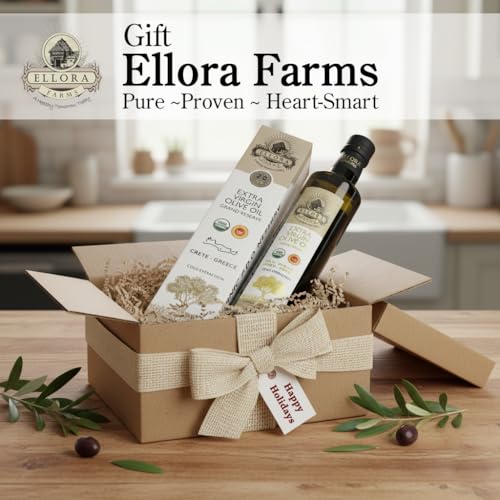 Ellora Farms, Organic Greek Extra Virgin Olive Oil, Single Estate PDO Messara, High Polyphenol, Traceable, Kosher, Glass Bottle in gift box, 17 FL oz - Thumbnail 3