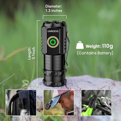 Mini Flashlight 2550 Lumens Rechargeable USB C Charging, Small Flashlights High Lumens 5 Modes, Pocket Light with Clip, Magnetic Flash Light for EDC,Camping, Hiking,Emergency