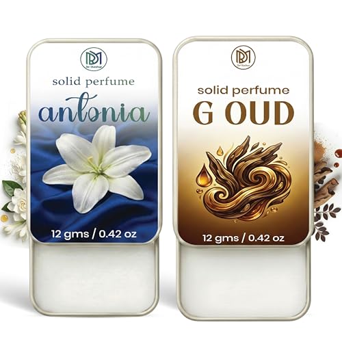 Image of Dr.Mashur Solid Perfume |G oud&Antonia Alcohol Free Wax Perfume Balm, Long Lasting | Pocket Tin 12g, Pack Of 2| Non Greasy Smooth Glide, Travel Friendly Men And Women