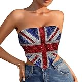 British Flag Women Strapless Crop Slim Tube Top Sexy Sleeveless Corset Unique Tanks Top XL