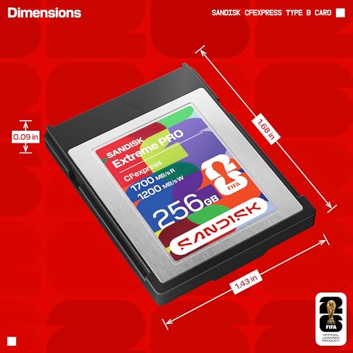 Image of SANDISK CFexpress Type B Card FIFA World Cup 2026 Edition 256GB (read speeds up to 1700MB /s, write speeds up to 1200MB /s, shoot the FIFA World Cup 2026 in up to 4K RAW)