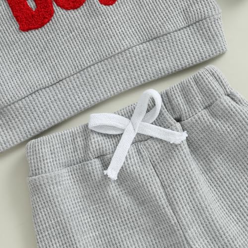 image for Lesimsam Toddler Baby Boy Valentines Outfit Letter Embroidery Long Sle