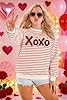 FASHGL Valentines Sweatshirt Women Love Heart Print Shirt Valentine Sweater Casual Striped Pullover Blouse Long Sleeve Top #4