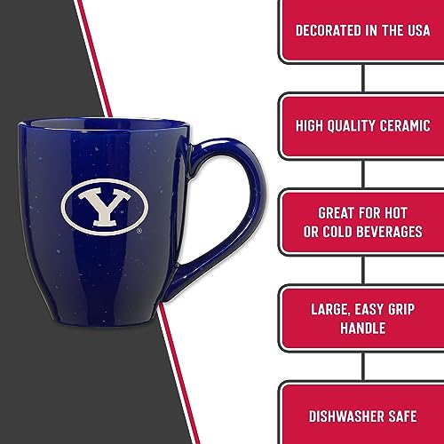 Image of Rico Industries NCAA BYU Cougars Royal Blue Personalized 16 oz Team Color Laser Engraved Speckled Ceramic Coffee Mug