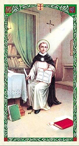 Saint Thomas Aquinas Patron of Universities and Schools Teal Amazonite Faceted Opaque Round Beads Rosary with Silver Plated Medal Centerpiece and Crucifix Includes a Prayer Card4