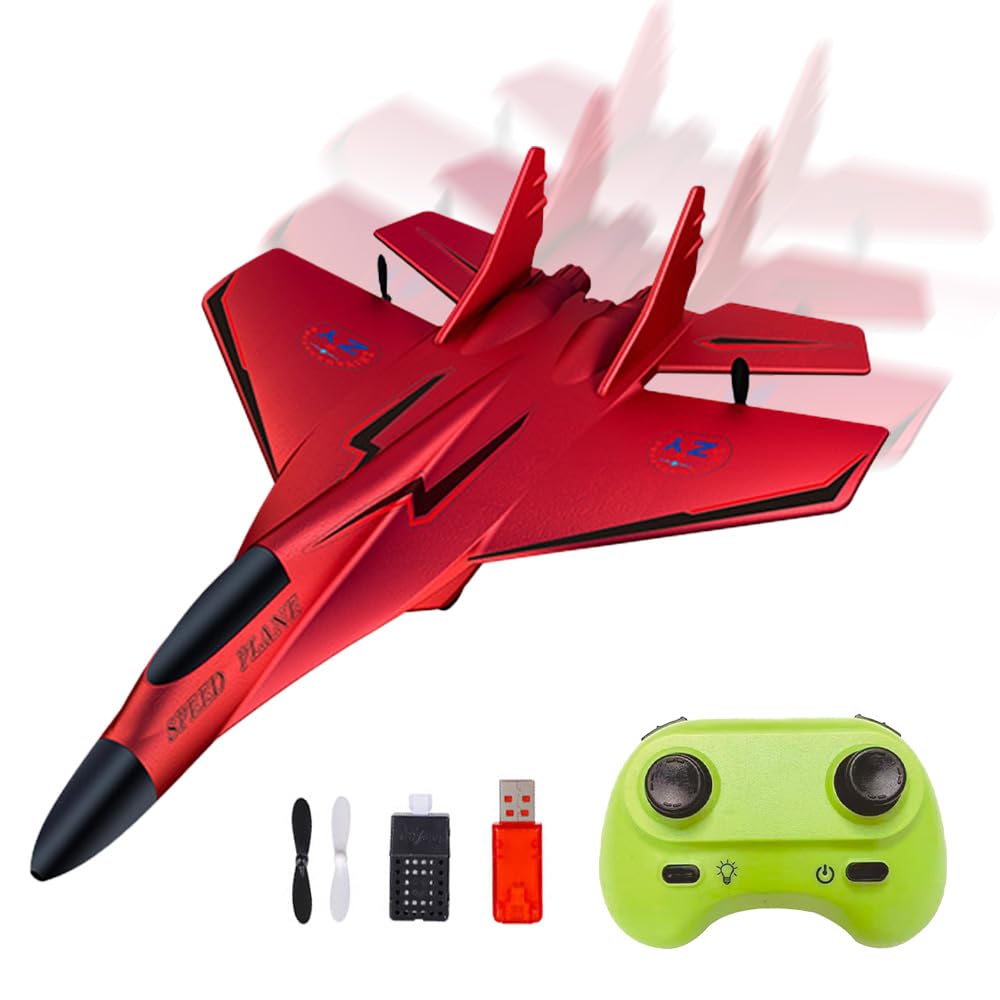 CLIUNT RC Plane Ready to Fly, 2.4GHz Remote Control Airplane, Wireless Airplane Toy Easy to Fly for Beginners Kids Boys Girls (Red)