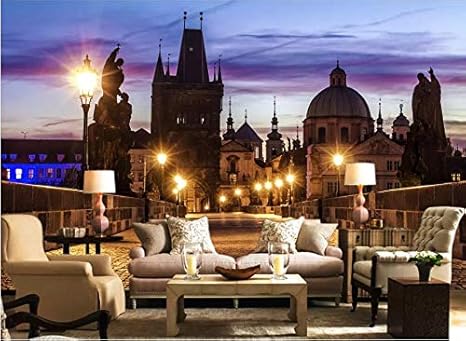 Amazon Qudmst 写真の壁紙 レトロノスタルジックなヨーロッパとアメリカの都市の夜背景の壁の装飾画 大壁画 3d部屋の壁紙 風景 400x280cm Diy 工具 ガーデン