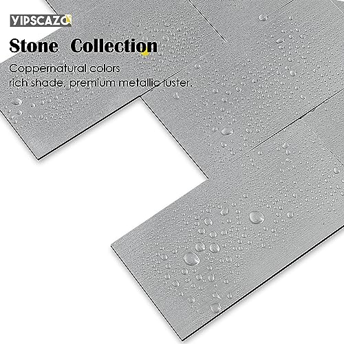 Yipscazo 2024 New Upgrade Peel and Stick backsplash 3 x 6 Inches 3D PVC Composite Wall Tile Stick on Backsplash Tile for Kitchen Bathroom, Laundry Room, Fireplace(Metal Composite, 2 Pieces)