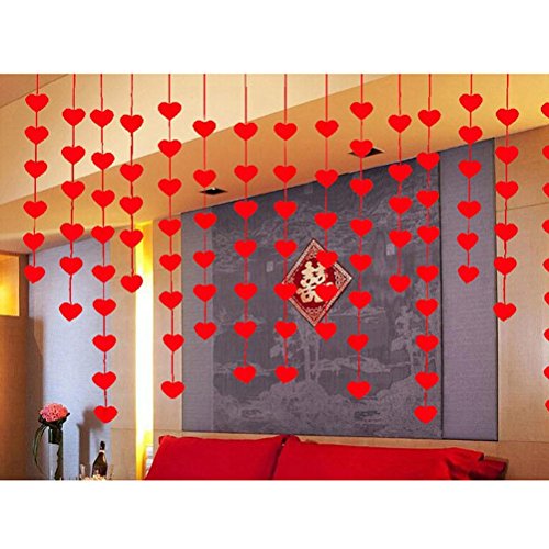 Pixnor Día de San Valentín decoraciones rojo corazón cadenas compromiso boda guirnalda fiesta Pack de 32