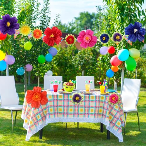 Image of TaoBary Large Colorful Tissue Paper Flowers Giant Fiesta Paper Pom Poms Classroom Wall Decor Mexican Birthday Party Decorations Wedding Backdrop(20 inch and 10 inch,Dark Blue, Purple, Red,24 Pcs)