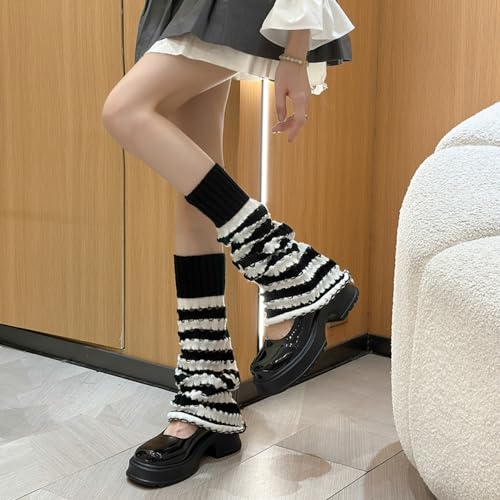 Image of Women Leg Warmer Vintage Striped Leg Socks for Spicy Girls Cute Slim