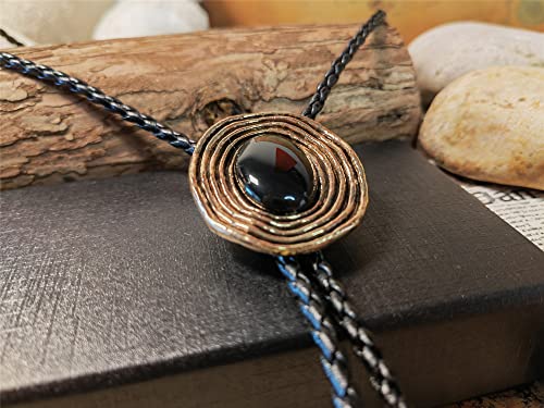 Image of Turquoise Agate Granite BOLO Tie for Men Women Leather Wedding Necklace Western Cowboy Necktie
