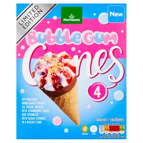 Morrisons Bubblegum Ice Cream Cone 4 x 110ml