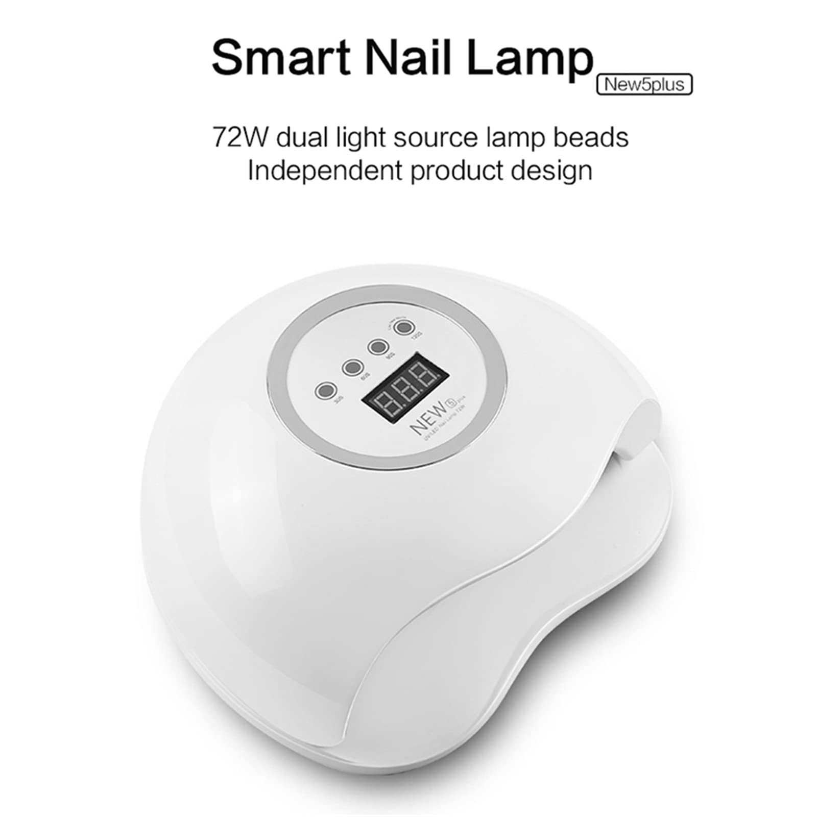 ZYC 5Plus 72W Dual UV Lampada per Unghie Lampada per Unghie per Unghie Gel Polish Polish Polish Light with Bottom 30S / 60S / 90S / 120S Timer LCD Display LCD