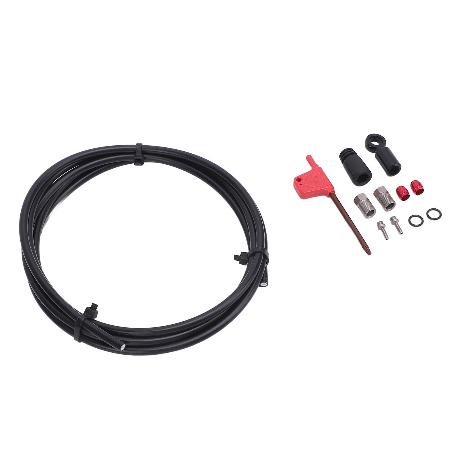 RiToEasysports Bike Hydraulic Disc Brake Hose Kit, Olive Hydraulic Disc Brake Hose Fitting Kit for HRD Red Force Flat Mount