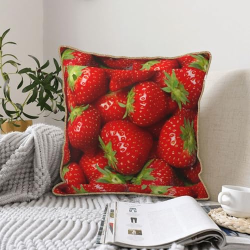 Housse coussin velours imprimé fraises douceur et poésie