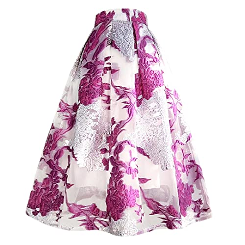 Jupe longue en tulle romantique motif floral pour femme