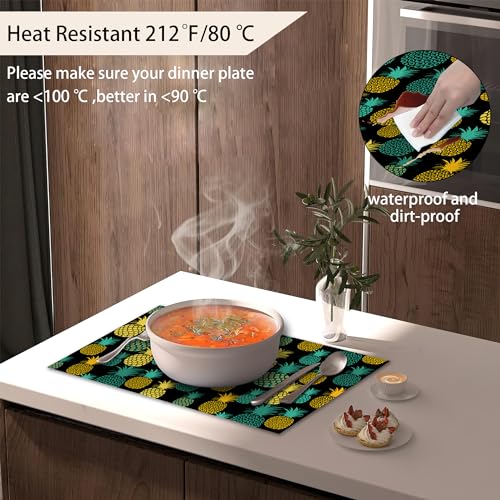 Ciaidu LYRCAD-439 Pineapple Placemats Set Of 6,Tropical Fruit Table Mats Non-Slip Heat Resistant Washable Placemat thumb #4