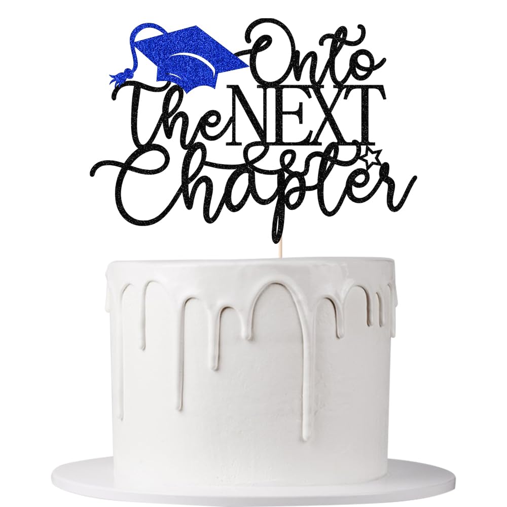 Leetaivie Onto The Next Chapter Cake Topper, The Beginning Of A New Chapter Topper, So Proud Of You, Class Of 2026 Graduation Decorations, High School University Postgraduate Graduation Party (Black)
