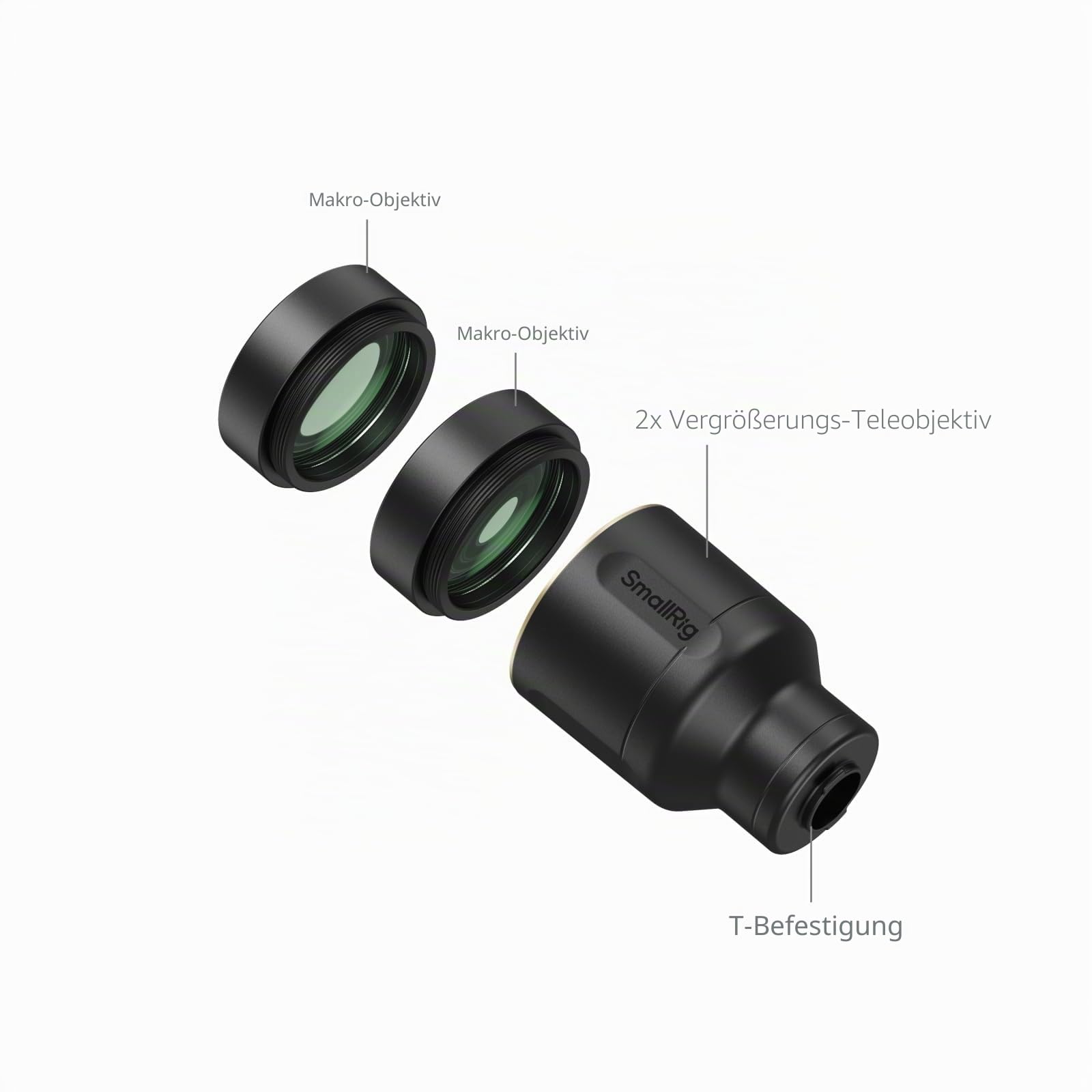 SMALLRIG 2X Vergrößerungs-Teleobjektiv & Makro-Kit für iPhone 17/16/15 Pro Max, optischer Zoom-Telekonverter mit 2 Makro-Objektiven, kompatibel mit Smartphone 4x/5x/8x Telekamera, T-Mount-5334