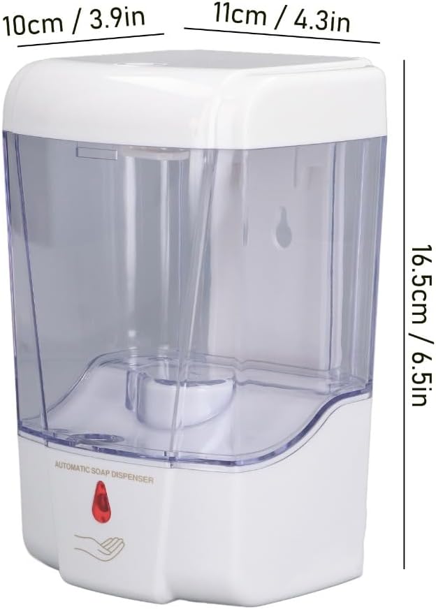 Lockable‑Lid Sensor Dispenser, 700ml White ABS Wall‑Mount Touchless Soap Machine with LED Indicator for Commercial Use