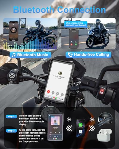 Image of Vertical-style Motorcycle Carplay HD Touch Screen, Motorcycle GPS Navigation System with Carplay and Android Auto, IP67 Waterproof, Support Tire Pressure settings, Bluetooth, Voice Control, Navigation