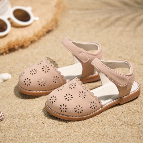 Image of ESTINE Toddler Girls Little Kids Close Toe Sandals - Flower Girl Dress Flats Summer Shoes