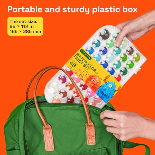 ARTISTRO Washable Watercolor Paint Set 48 Colors with Watercolor Paper, 2 brushes, Refillable Water Brush Pen and Palette, Water Color Paint Set for Kids, Adults, Beginner Artists - Image 6