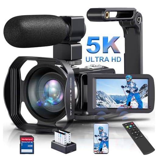 Videocamera 5K 64MP Webcam WiFi con 18X Digital Zoom, Videocamera per Visione Notturna IR per Youtube, 30FPS Vlogging Videocamera Touchscreen da 3" con 2 Batterie, Microfono, Telecomando, Scheda SD
