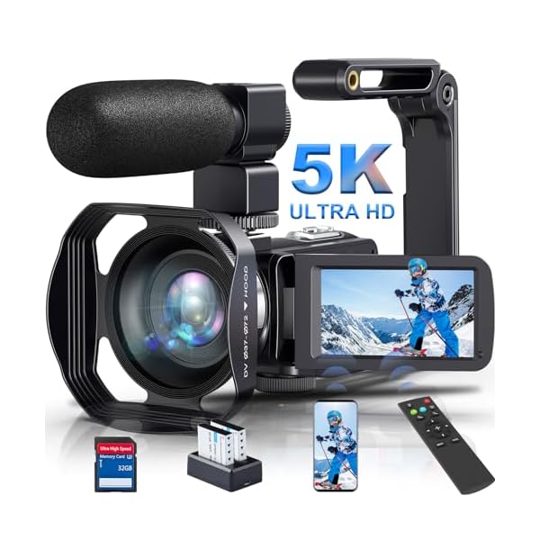 Video Camera Camcorder, 5K 64MP IR Night Vision Vlogging Camera 18X Zoom WiFi Digital Camera for YouTube 3.0” Touch Screen Recorder Camera with 32GB SD Card, Microphone, 2.4G Remote Control