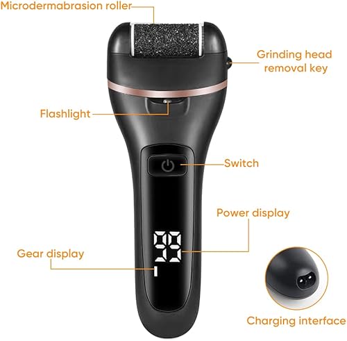 Miniatura 6 de Removedor eléctrico de callos y pulidor de pies, recargable, impermeable, juego de pedicura (negro), 20 unidades (paquete de 10)