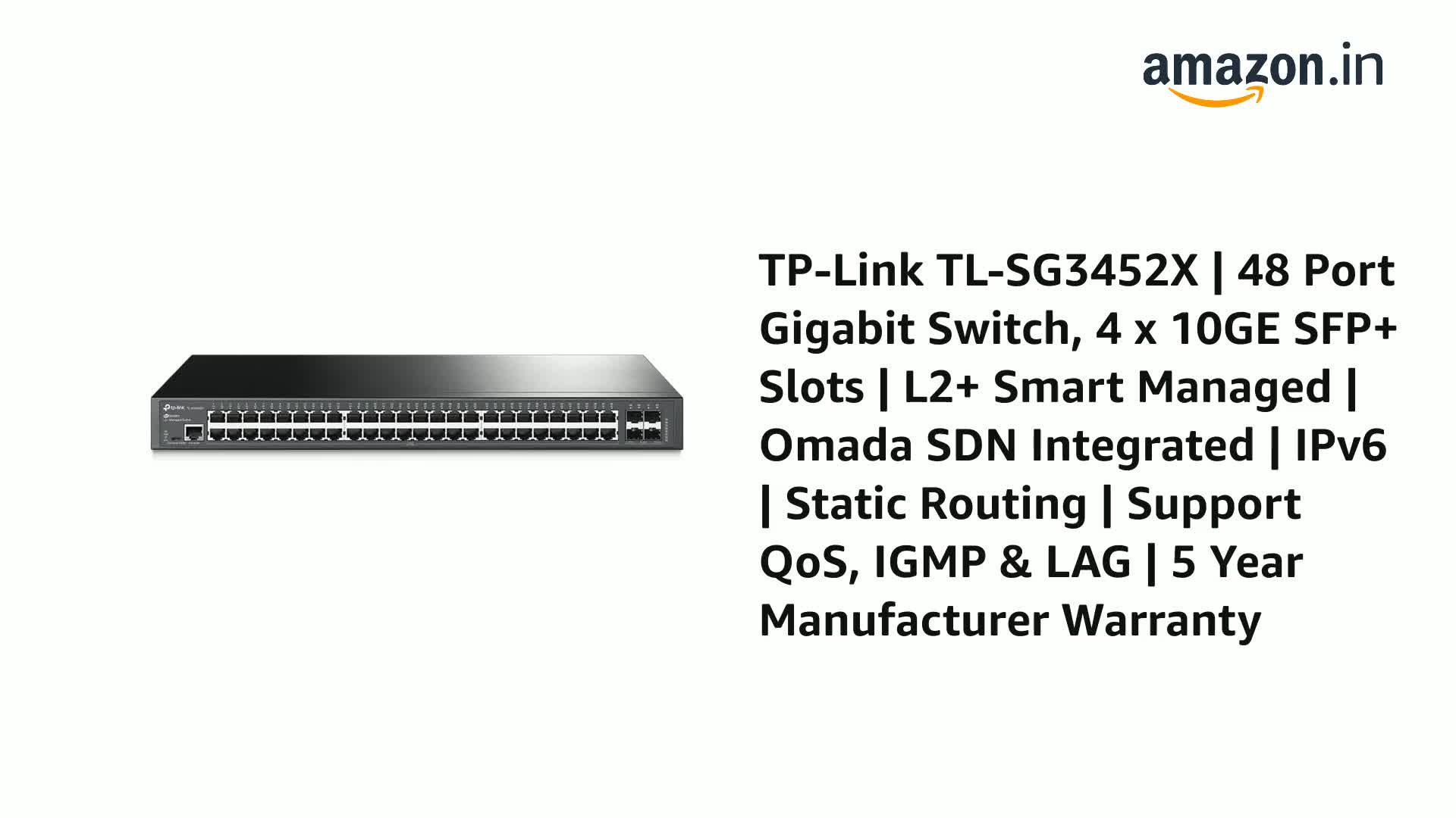 TP-Link TL-SG3452X | 48 Port Gigabit Switch, 4 x 10GE SFP+ Slots