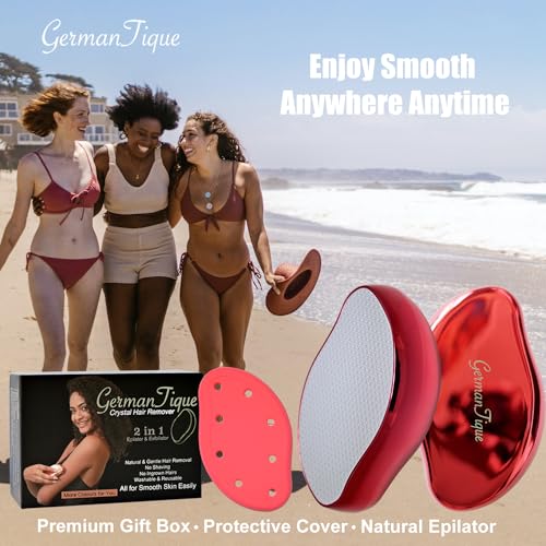 Image of Crystal Hair Eraser,Natural Crystal Hair Remover,Reusable Painless Nano Glass Hair Removal Device Without Shaver,Gentle Crystal Epilator and Exfoliator for Soft Silky Skin(Red)