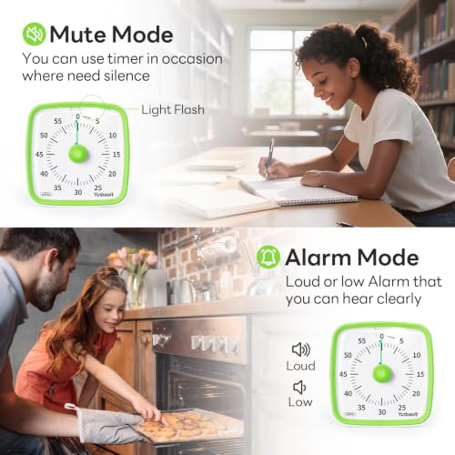 Yunbaoit Visual Timer with Night Light, 60 Minute Countdown, Light Green - Image 4