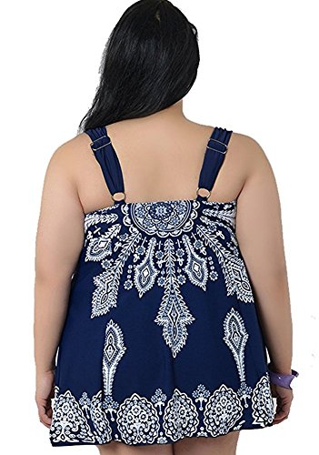 Gshappygo Women's Plus Size Two Piece Pin Up Tankini Swimwear Bathing Suit Navy Us 26W #TOP3