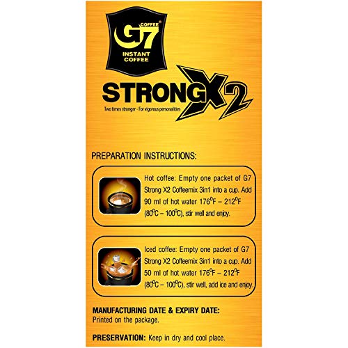 Image of Trung Nguyen - G7 Strong X2 3 in 1 Instant Coffee - Roasted Ground Coffee Blend w /Non-dairy Creamer and Sugar - Strong and Bold - Instant Vietnamese Coffee (24 Single Serve Packets)