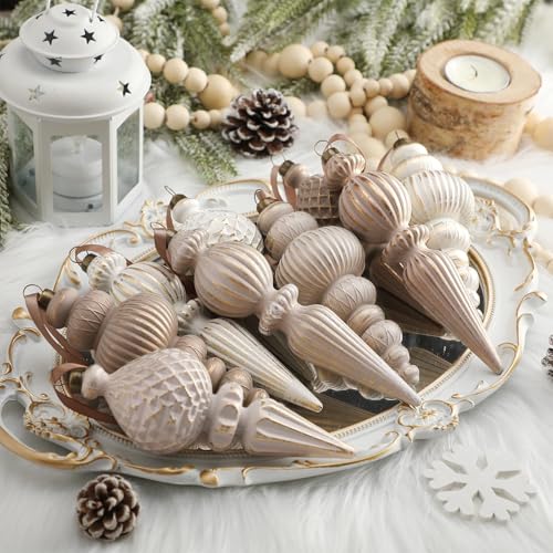 Adornos modernos marrones texturizados de diseño vintage navideño 2