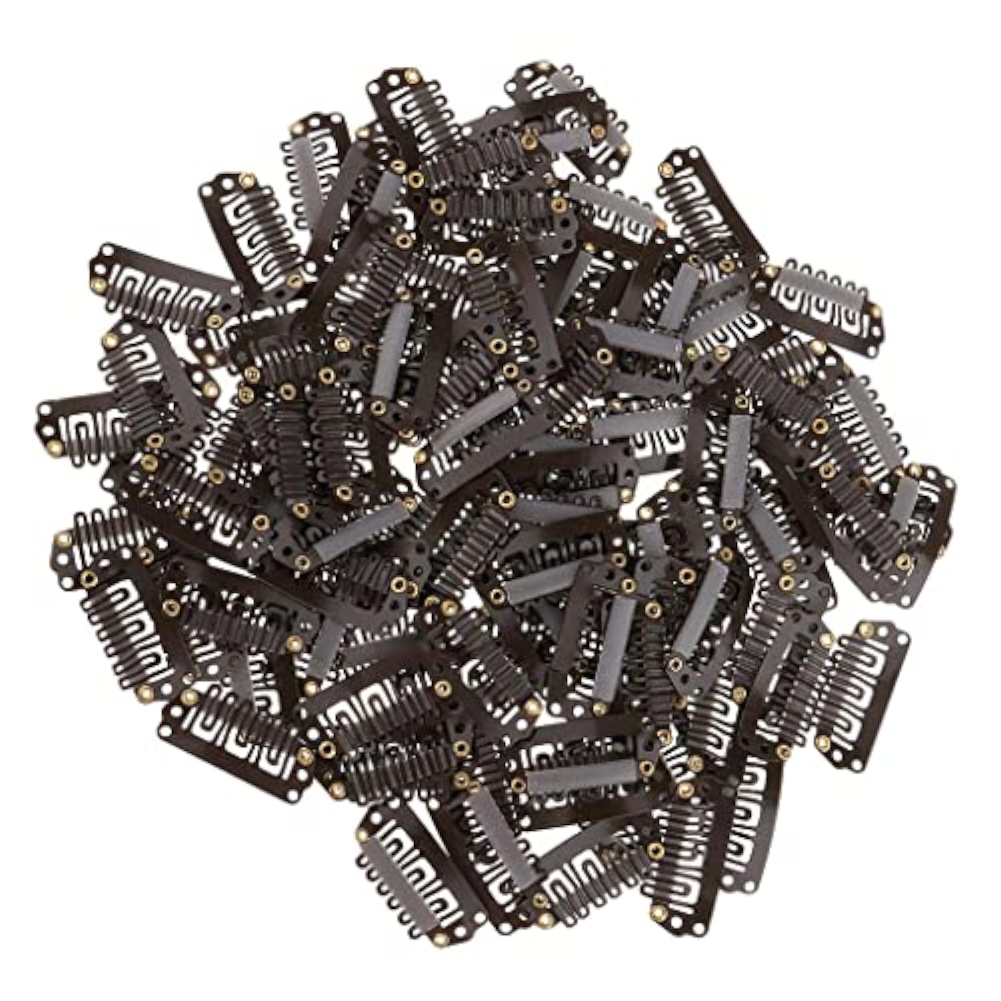 2x100pcs Metal Snap Clips for Hair Extensions, Dark Brown