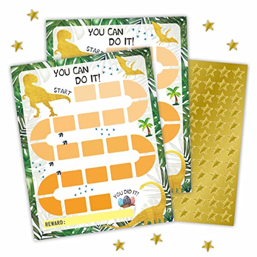Dinosaur Reward Chart With Golden Star Stickers, Incentive Chart, T-Rex Chore Chart, Positive Behavior Routine Chart For Kids, Toddler Homework Assignments, Attendance(8"X10")-Chart-A02 #TOP1