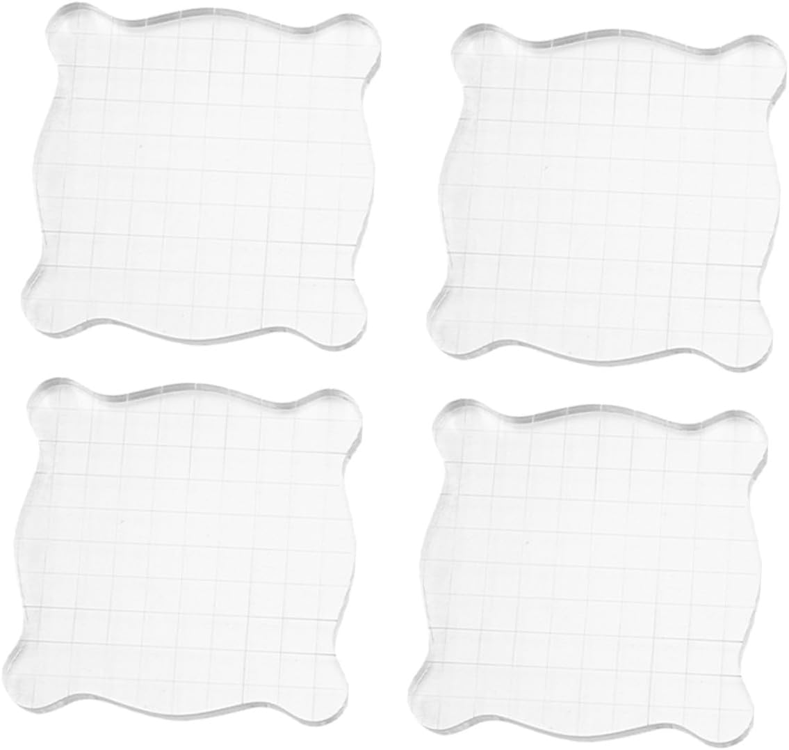 GALPADA Acrylic Stamp Blocks with Multiple Stamp Compatibility for Card Making and Scrapbooking 4pcs Versatile Stamping Platform for DIY Craft Projects