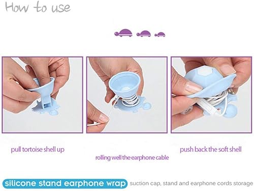 Miniatura 5 de Lindo estuche para auriculares, organizador de tortugas sin enredos, accesorios de almacenamiento de auriculares, estuche colgante para enrollador