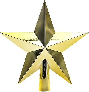 HAICN Glossy Christmas Tree Toppers Star Vintage Home Decor Holiday Star Treetop Ornaments for Indoor Outdoor Tree Creativity Gift Decoration (11cm) (Gold)