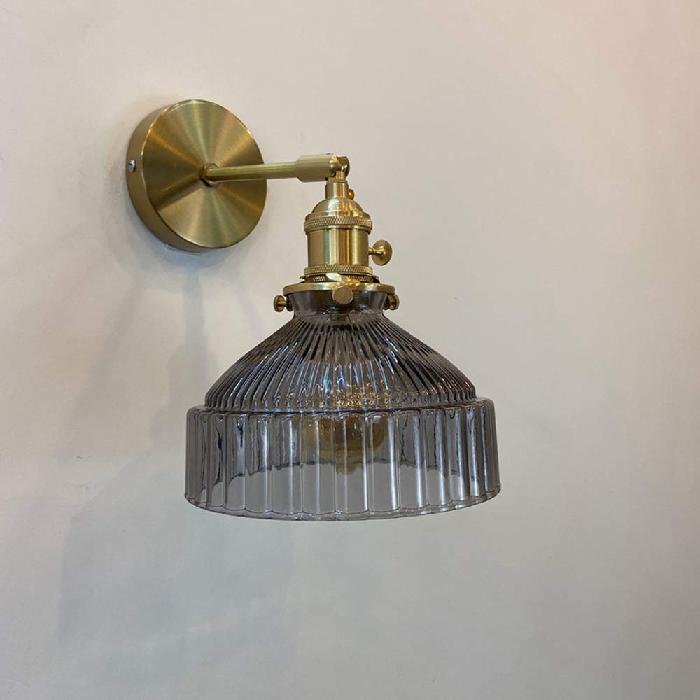 Lámpara de Pared Nordic Personality de Cristal y latón, Estilo literario, luz de Pared Fresh Wind, Casquillo E27, iluminación de Pared para Dormitorio, mesita de Noche, Comedor, pa