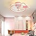 Ventilador De Techo Infantil Con Control Remoto Silencioso Reversible Ventiladores De Techo Sin Aspas Plafon Led Techo Regulable Velocidad De Aire Ajustable Ceiling Fans Iluminación Led,Rosado