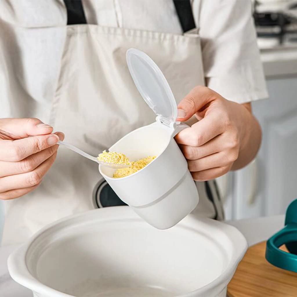 Boîte à épices Hangable Spice Container Spice Box Set Pot à épices en Plastique avec Cuillère Couvercle et Base (Lot de 4 Gris) (Couleur : Gris, Taille : 36 * 12 * 9cm) (Vert 27 * 12 * 9cm)