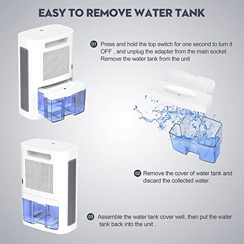 Dehumidifiers For Bathroom, 62 Oz Dehumidifier With Auto Shut Off, Sleep Mode (800 Sq. Ft) Portable White Dehumidifier For Bedroom, Basement, Home, Rv, 7 Colors Led Light #TOP6