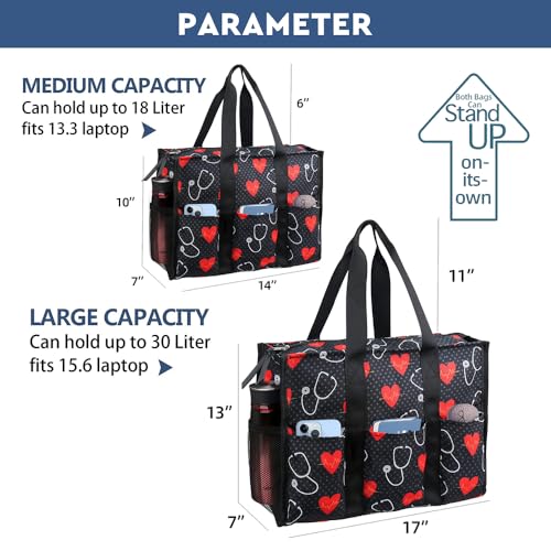 Image of Nurse Bags for Work Nursing Bag Multiple Pockets Waterproof Organizing Zip Top Clinical Bag for Nursing Students Home Health