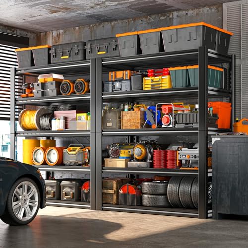 REIBII Garage Shelving Heavy Duty 2500LBS Storage Shelves 40\" W Garage Shelves Heavy Duty Shelving Metal Shelves for Warehouse, Basement, Pantry, 40\" W x 17.7\" D x 72.2\" H - Thumbnail 2