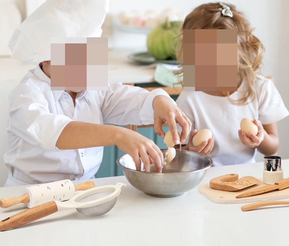Drewniany zestaw narzędzi kuchennych dla dzieci, zestaw do zabawy w gotowanie i krojenie
