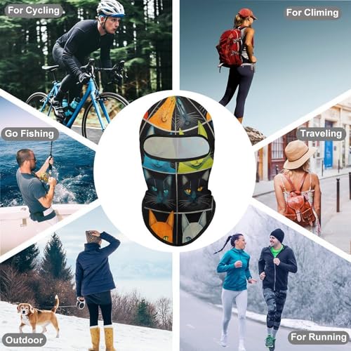 Balaclava para Hombre y Mujer con diseño de collage de gatos, cubre rostro completo, para ciclismo miniatura 6